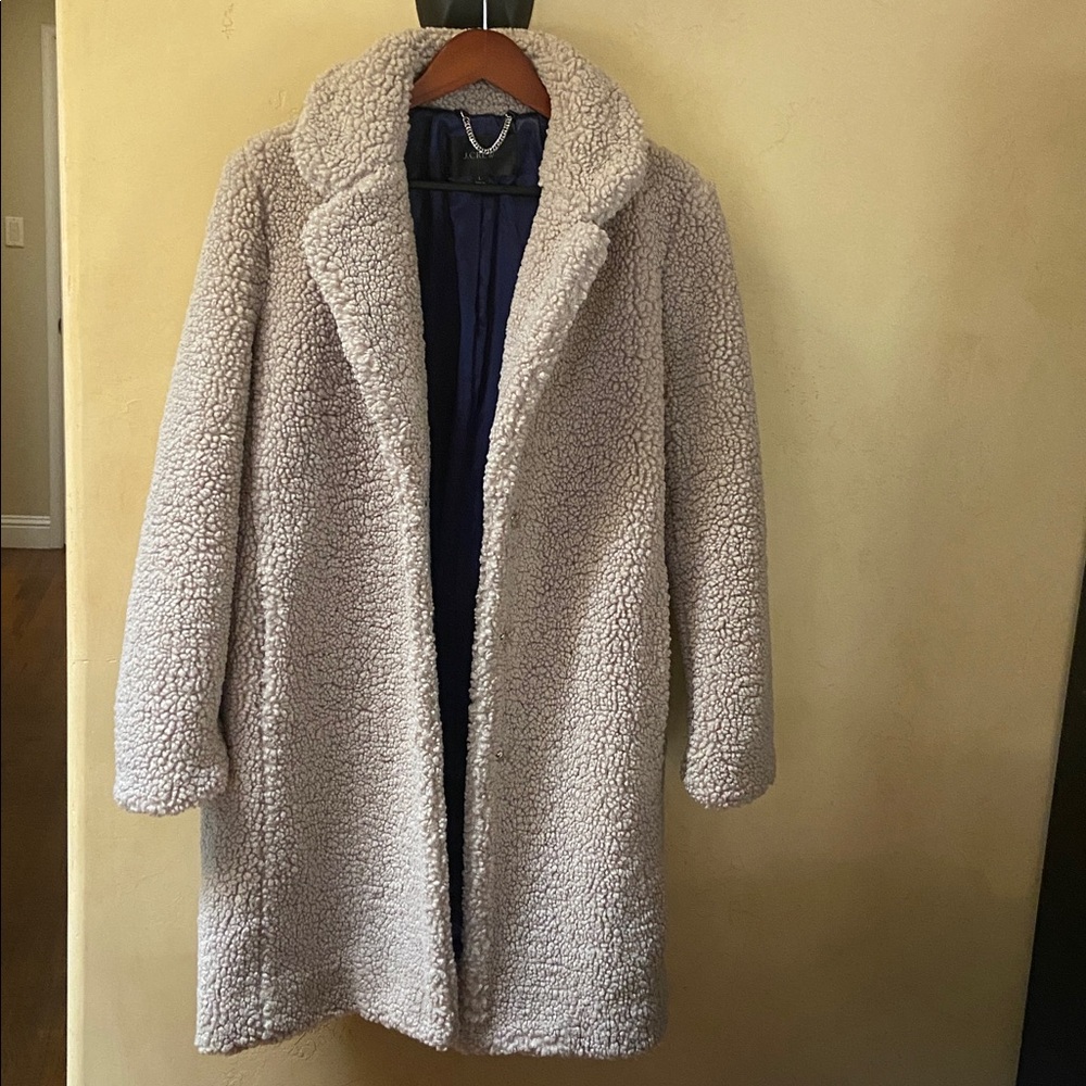 Sz L J. Crew Soft Cream Teddy Jacket Like New Condition